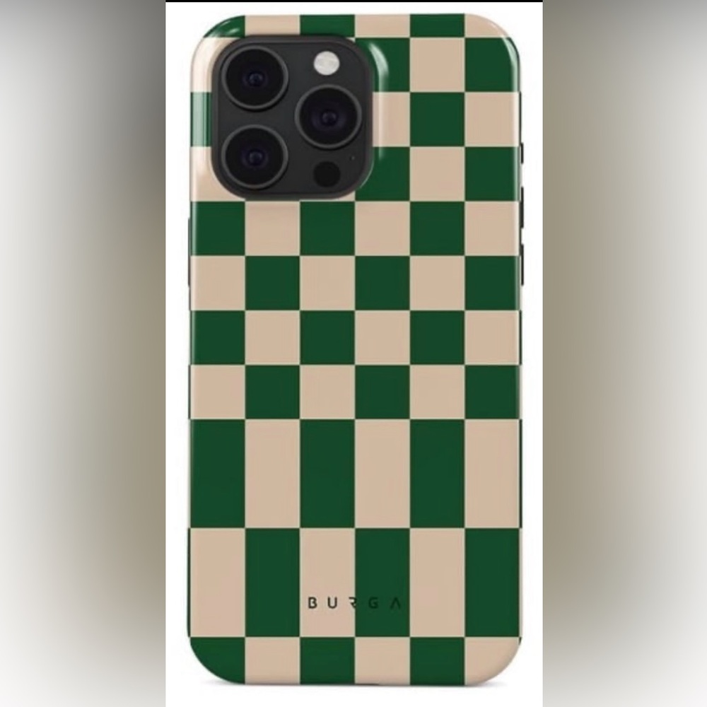Burga iPhone 15 Pro Case Green Checker Ivy League